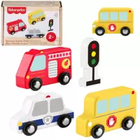 1. Mattel Samochody Drewniane Zestaw JCY32 PUD10