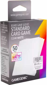 1. Gamegenic: Board Game Sleeves - Standard (66x91 mm) - Koszulki na Karty - Clear Matte - 50 sztuk
