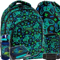1. AstraBag Zestaw Szkolny Game On 5el. Plecak AB300 502026020 + Worek 507026010 + Piórnik 503026028 + Z17964 + Z18964