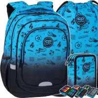 1. CoolPack Zestaw Szkolny Football 2T Blue 3el. Plecak Fast F163008 + Worek F159008 + Piórnik F067008