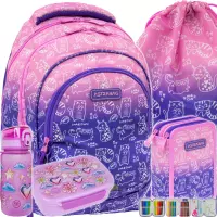 1. AstraBag Zestaw Szkolny Kitty 5el. Plecak AB330 502026006 + Worek 507026003 + Piórnik 503026008 + Z17970 + Z18970