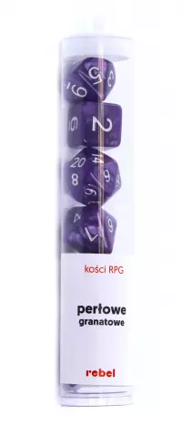 1. Komplet kości REBEL RPG - Perłowe - Granatowe