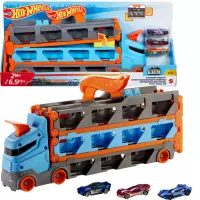 9. Mattel Hot Wheels City Transporter Wyścigowy 2w1 3 Autka GVG37