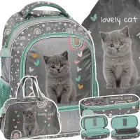 1. Paso Zestaw Szkolny 4el. Grey Cat Plecak PP26CS-260 + Piórnik PP26CS-013 + Worek PP26CS-712 + Torba PP26CS-074