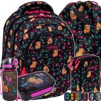 1. AstraBag Zestaw Szkolny Flower Capy 5el. Plecak AB300 502026013 + Worek 507026006 + Piórnik 503026019 + Z17961 + Z18961