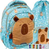 1. AstraBag Zestaw Szkolny Fluffy Capy 3el. Plecak AB330 502026018 + Worek 507026009 + Piórnik 503026026
