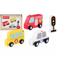 1. Mattel Samochody Drewniane Zestaw JCY32 PUD10