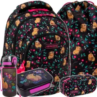 1. AstraBag Zestaw Szkolny Flower Capy 5el. Plecak AB330 502026012 + Worek 507026006 + Piórnik 503026020 + Z17961 + Z18961