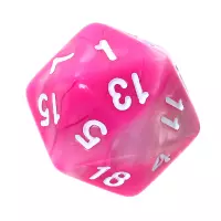 7. Komplet kości REBEL RPG - Dwukolorowe - Różowo-białe (białe cyfry)