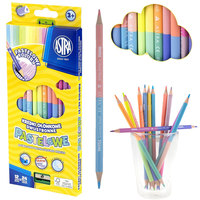 1. Astra Kredki Ołówkowe Trójkątne Dwustronne Pastelowe 12 sztuk - 24 Kolory +Temperówka 312120003