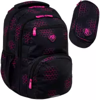 1. ABag Zestaw Szkolny Hexagon Pink Hearts 2el. Plecak AB200 502026045 + Piórnik 503026061