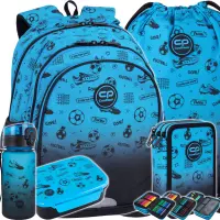 1. CoolPack Zestaw Szkolny Football 2T Blue 5el. Plecak Jerry F029008 + Worek F159008 + Piórnik F067008 + Z17008 + Z18008