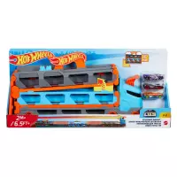 1. Mattel Hot Wheels City Transporter Wyścigowy 2w1 3 Autka GVG37
