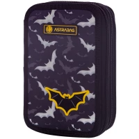 6. AstraBag Piórnik Trzykomorowy z Wyposażeniem AC31 Night Bats 503022018