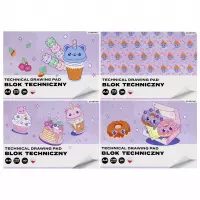 1. Starpak Blok Techniczny A4 Biały Kawaii 1szt 592248