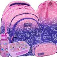 1. AstraBag Zestaw Szkolny Kitty 5el. Plecak AB330 502026006 + Worek 507026003 + Piórnik 503026010 + Z17970 + Z18970