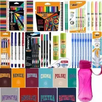 1. BIC Wyprawka Szkolna + Interdruk 10 Zeszytów Tematycznych Gratis Bidon Fiorina Różowy 430 ml
