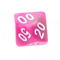 8. Komplet kości REBEL RPG - Dwukolorowe - Różowo-białe (białe cyfry)