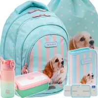 1. AstraBag Zestaw Szkolny Puppy Line 5el. Plecak AB330 502026046 + Worek 507026015 + Piórnik 503026062 + 55981CP + Z07754