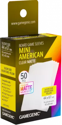 1. Gamegenic: Board Game Sleeves - Mini American (44x67 mm) - Koszulki na Karty - Clear Matte - 50 sztuk