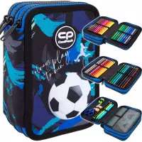 5. CoolPack Jumper 3 Piórnik Trzykomorowy Z Wyposażeniem Football Navy F067967