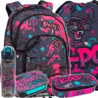 1. CoolPack Zestaw Szkolny K-Pop Dark 5el. Plecak Basic Plus F003036 + Worek F070036 + Piórnik F062036 + 27850CP + 27713CP