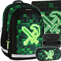 1. Starpak Zestaw Szkolny 3el. Pixel Green Plecak 533137 + Worek 533139 + Piórnik 533141