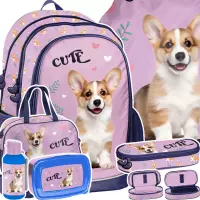 1. Paso Zestaw Szkolny 6el. Corgi Lila Plecak PP26CG-081 + Piórnik PP26CG-013 + Worek PP26CG-712 + Torba PP26CG-074