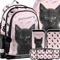 1. Paso Zestaw Szkolny 3el. Black Cat Plecak  PP26BC-081 + Piórnik PP26BC-P001BW + Worek PP26BC-712