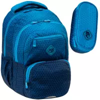 1. ABag Zestaw Szkolny Hexagon Blue Ombre 2el. Plecak AB200 502026039 + Piórnik 503026055