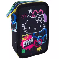 1. CoolPack Jumper 3 Piórnik Trzykomorowy Z Wyposażeniem Hello Kitty Black Neon F067034