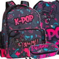 1. CoolPack Zestaw Szkolny K-Pop Dark 3el. Plecak Caro F167036 + Worek F070036 + Piórnik F062036