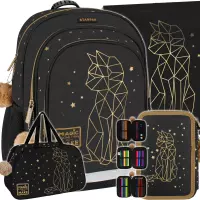 1. Starpak Zestaw Szkolny 4el. Złoty Kotek Plecak 507689 + Worek 529469 + Piórnik 529472 + Torba 517338