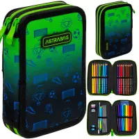 10. AstraBag Piórnik AC21 Dwukomorowy z Wyposażeniem Ombre Football 503026068