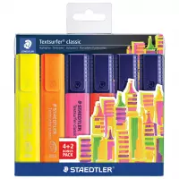 1. Staedtler Zakreślacze Textsurfer Classic 4+2 Kolory 176269