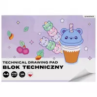 8. Starpak Blok Techniczny A4 Biały Kawaii 1szt 592248