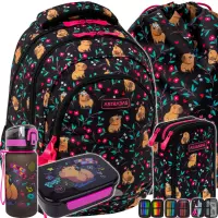 1. AstraBag Zestaw Szkolny Flower Capy 5el. Plecak AB330 502026012 + Worek 507026006 + Piórnik 503026019 + Z17961 + Z18961