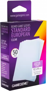 1. Gamegenic: Board Game Sleeves - Standard European (62x94 mm) - Koszulki na Karty - Clear - 50 sztuk