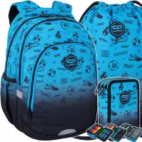 1. CoolPack Zestaw Szkolny Football 2T Blue 3el. Plecak Prime Pro F162008 + Worek F159008 + Piórnik F067008