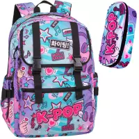 1. CoolPack Zestaw Szkolny K-Pop Rainbow 2el. Plecak Rumi F166037 + Piórnik F062037