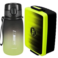 1. Zestaw Starpak Bidon Ombre 400 ml Zielono-Czarny 536877 + CoolPack Śniadaniówka Snack Z07510