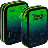 1. AstraBag Piórnik AC21 Dwukomorowy z Wyposażeniem Ombre Football 503026068