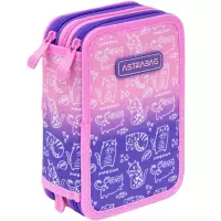 5. AstraBag Piórnik Trzykomorowy z Wyposażeniem AC31 Kitty 503026008