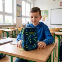 3. AstraBag Piórnik Trzykomorowy z Wyposażeniem AC31 Football 503026034