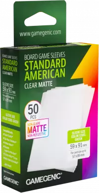 1. Gamegenic: Board Game Sleeves - Standard American (59x91 mm) - Koszulki na Karty - Clear Matte - 50 sztuk