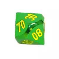 6. Komplet kości REBEL RPG - Metal - Zieleń z żółtymi numerami