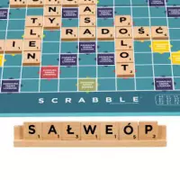 4. Mattel Gra Scrabble Klasyczne Drewniane 2w1 JGR65