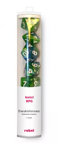 1. Komplet kości REBEL RPG - Dwukolorowe - Niebiesko-zielone