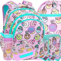 1. CoolPack Zestaw Szkolny Happy Donuts 5el. Plecak Joy S F048665+ Worek F070665 + Piórnik F067665 + Z08665 + Z18665