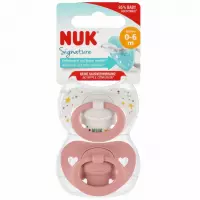 1. Nuk Smoczek Uspokajający Signature Silikonowy 0-6m Różowy 2szt 540799